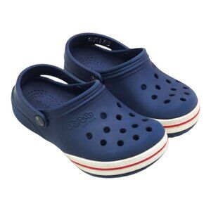 Jibbitz by Crocs Clogs For Kids Size C9 Navy with Red & White Stripe Slip-On